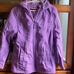 Girl’s 7/8 Free Country Purple Fleece-Lined Raincoat with Full-Length Zipper
